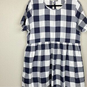 Evy’s Tree The Joanne Checkered Dress‎ S Navy/White Short Sleeve NWT IN PKG
